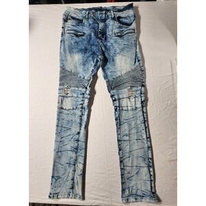 Unbranded Stonewashed Jeans High Rise Skinny Distressed Cargo‎ y2k 34x34